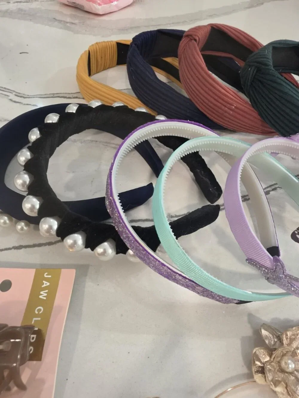 hair accessory bundle Assorted Headbands & Jaw Clips Pearls Flowers Butterflies